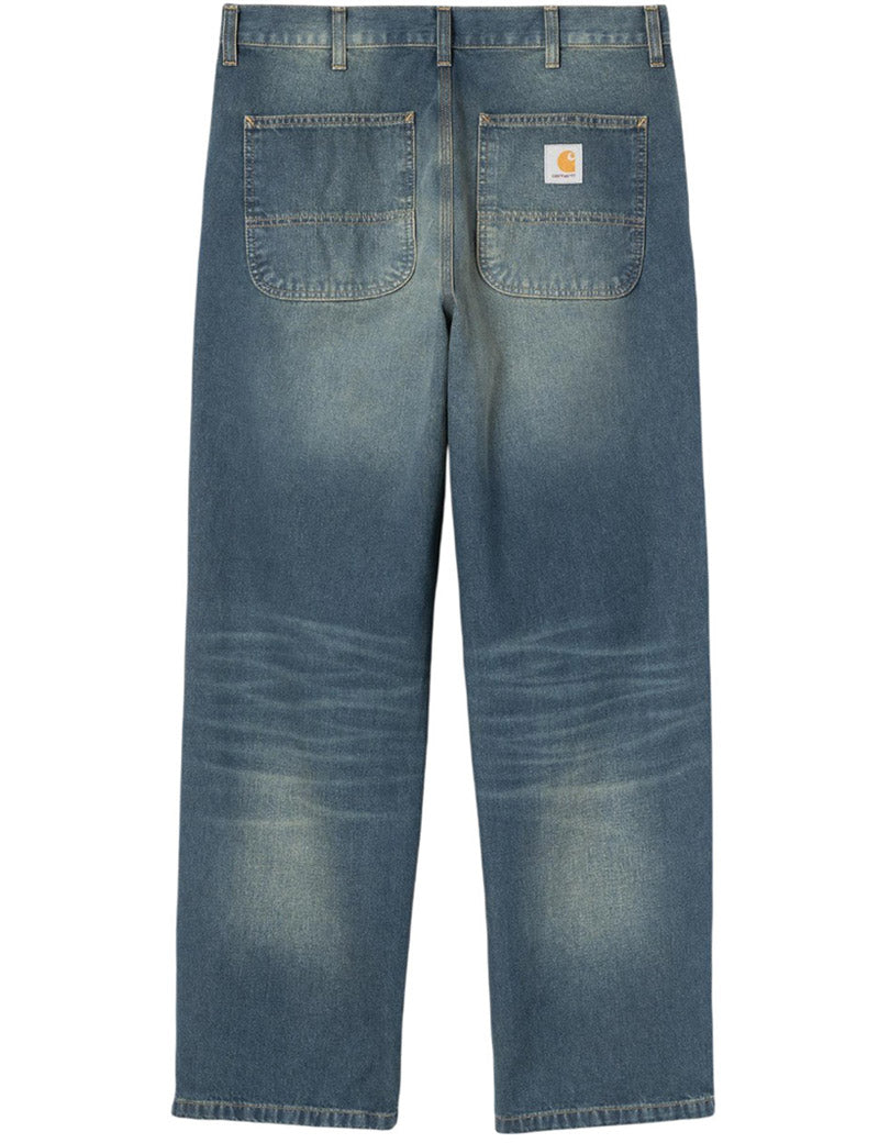Carhartt WIP Simple Pant Blue, Mid Worn Used Wash Denim Back View
