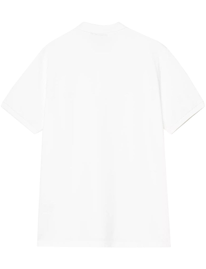 Carhartt WIP Short Sleeve Chase Pique Polo Shirt White Gold Back
