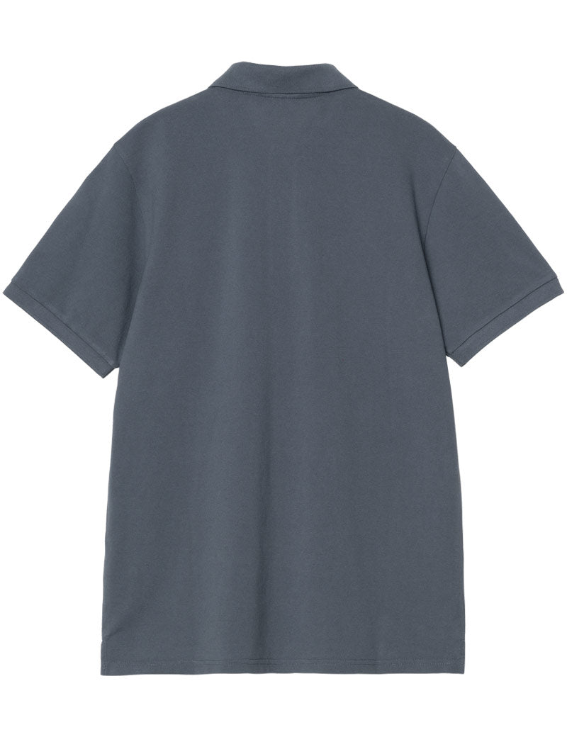 Carhartt WIP Short Sleeve Chase Pique Polo Shirt Cozy Blue Gold Back