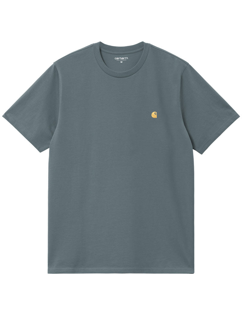 Carhartt Wip Chase Short Short Sleeve T-Shirt Cozy Blue Gold Front