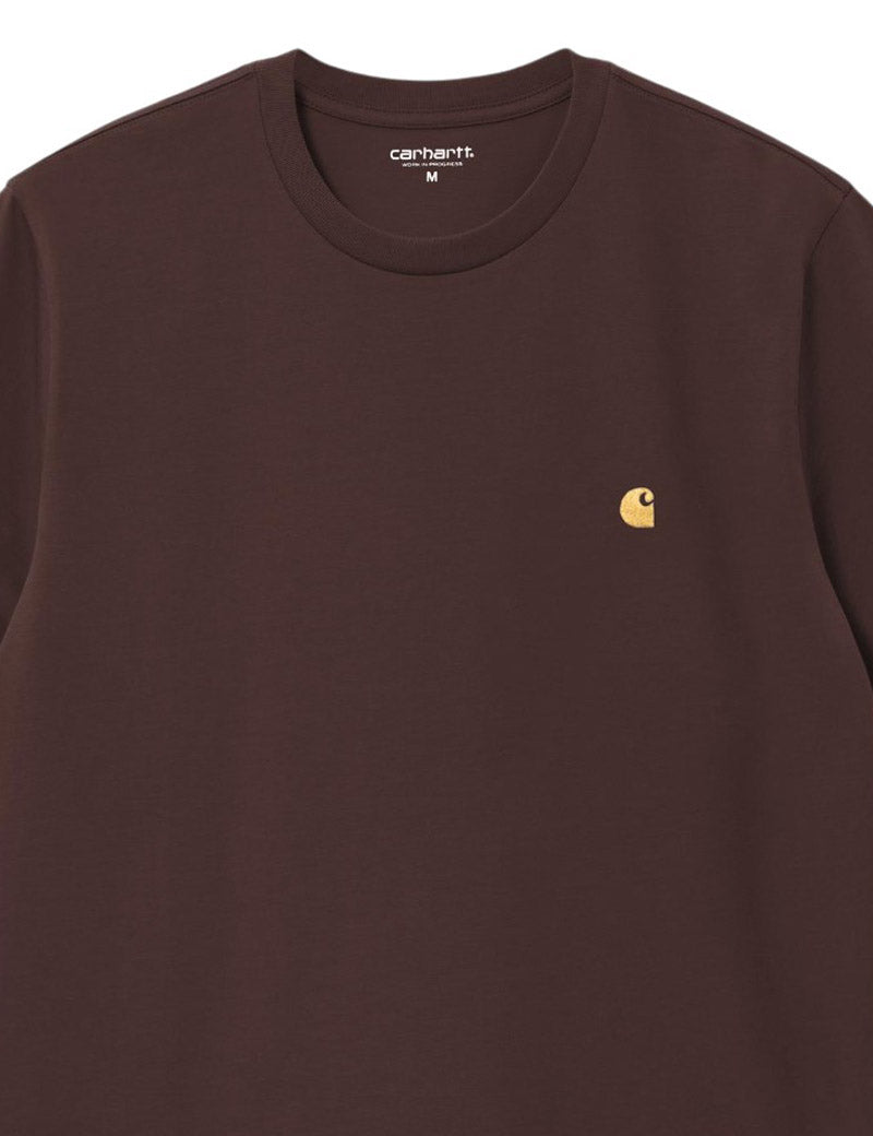 Carhartt WIP Chase S/S T-Shirt Palisander & Gold Embroidered Logo