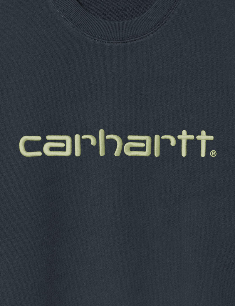 Carhartt WIP Sweatshirt Deep Night Gentle Green Chest Detail