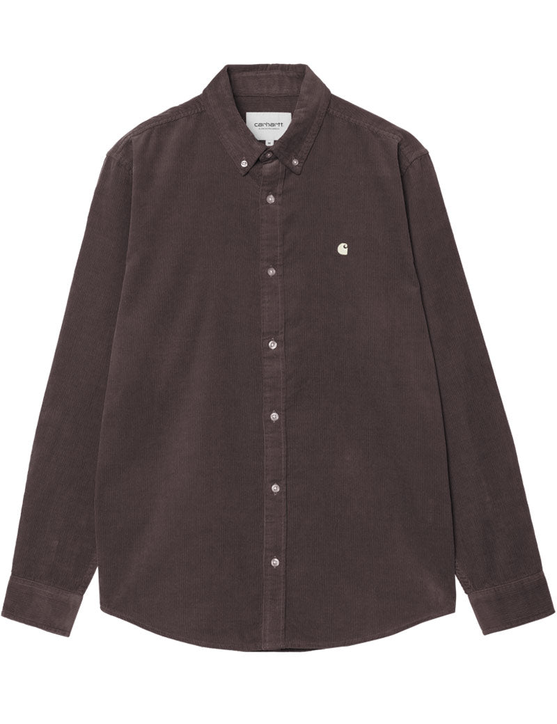 Carhartt WIP Long Sleeve Madison Fine Cord Shirt Shale Wax