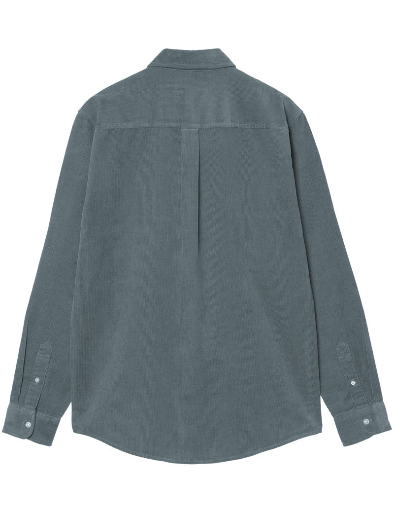 Carhartt WIP Long Sleeve Madison Fine Cord Shirt Cozy Blue Wax Rear View