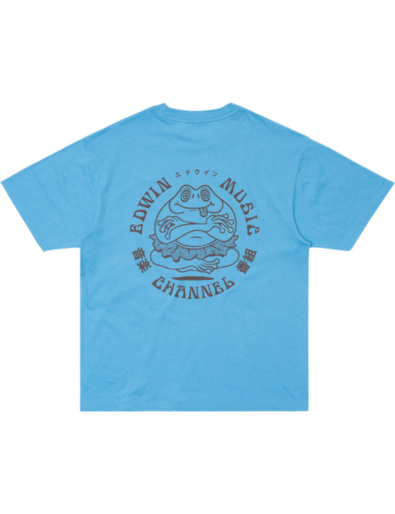 Edwin Music Channel T-Shirt Azure Blue Back View