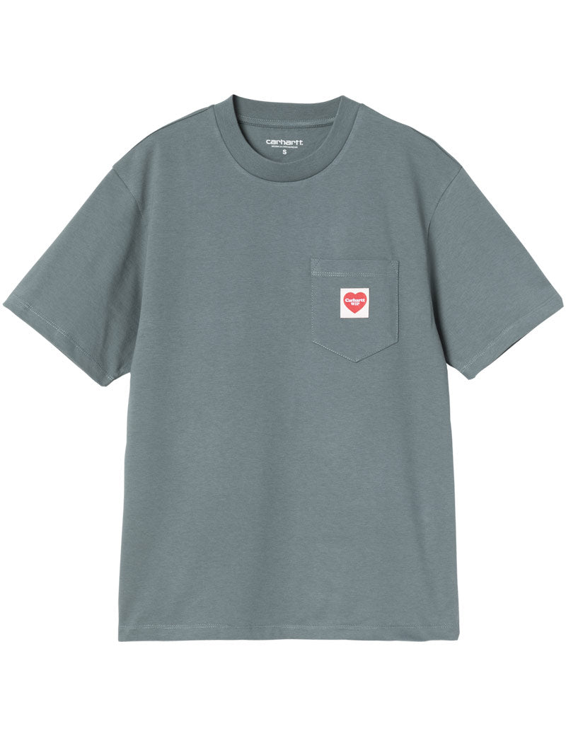 Carhartt WIP W' S/S Pocket Heart T-Shirt Cozy Blue Red Front