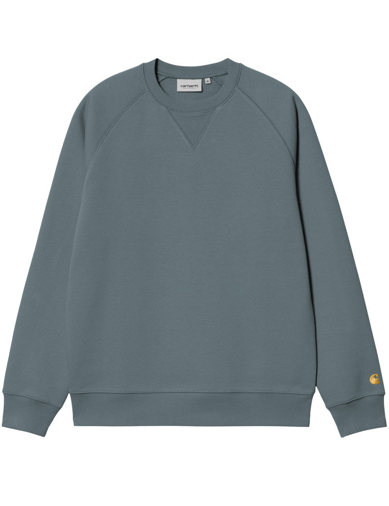 Carhartt Wip Chase Sweatshirt Cozy Blue Gold Front