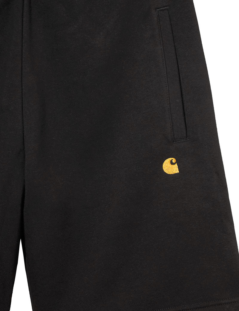 Carhartt WIP Chase Sweat Short Black Gold Pocket detail