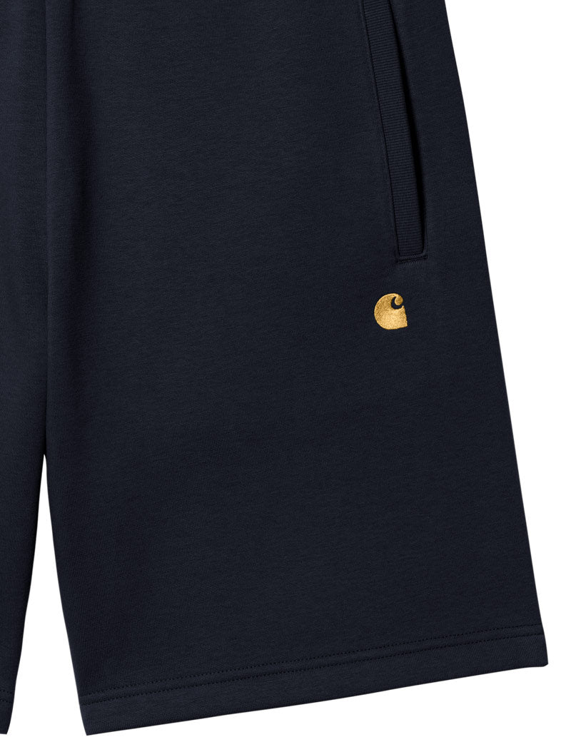 Carhartt WIP Chase Sweat Short Dark Navy Gold Detail