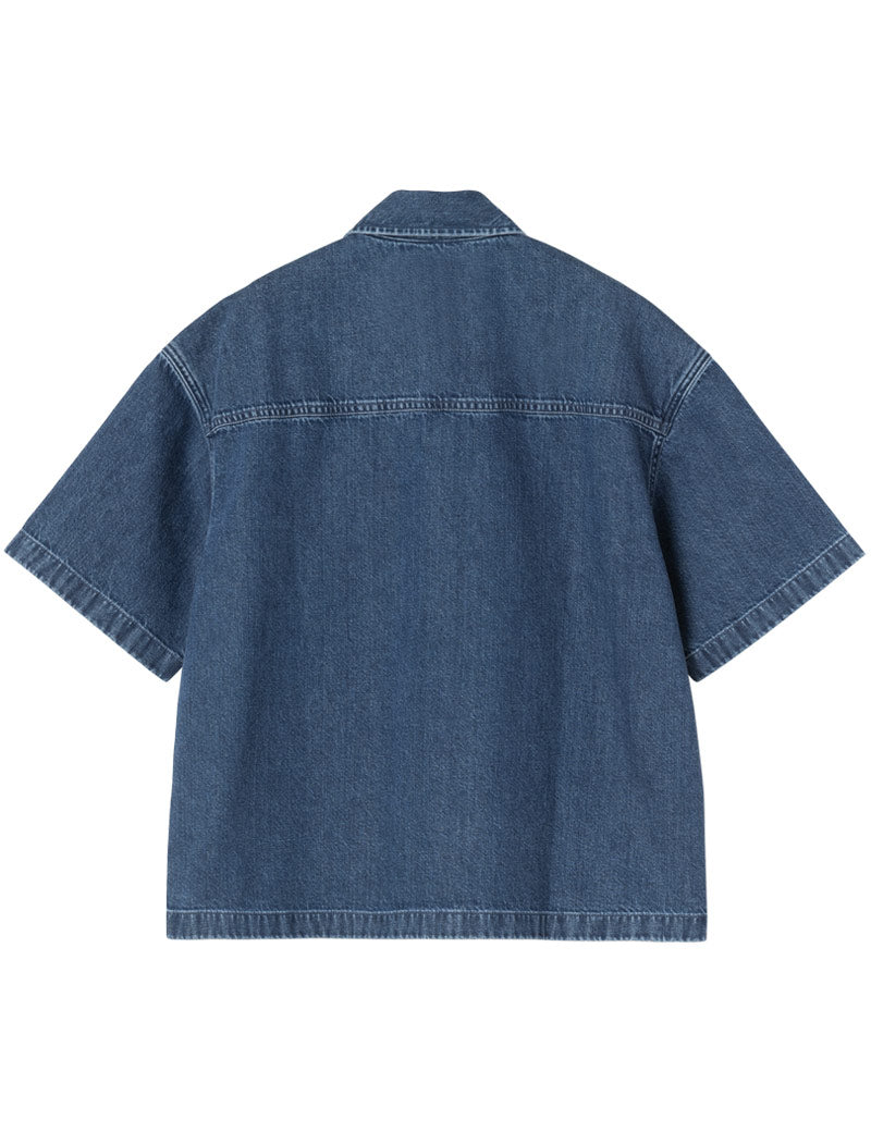Carhartt WIP W' Short Sleeve Lovilia Shirt Blue Stone Washed Back