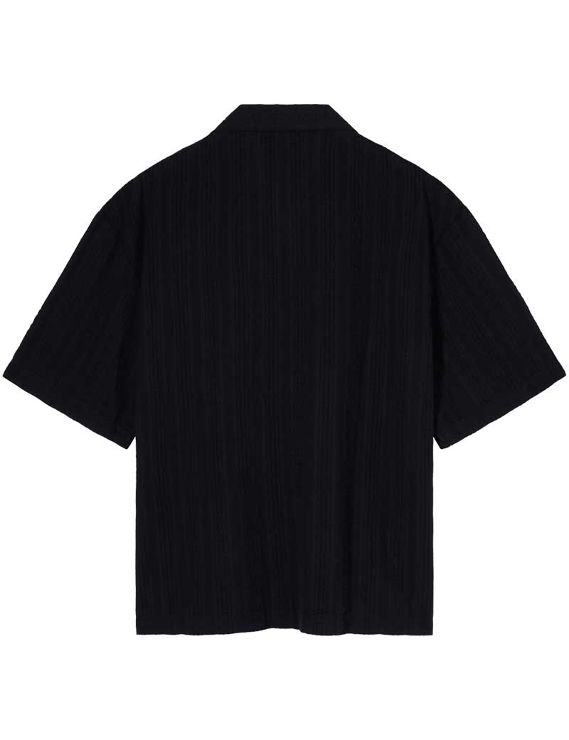 Edwin Saga Short Sleeved Shirt Black Garment Washed