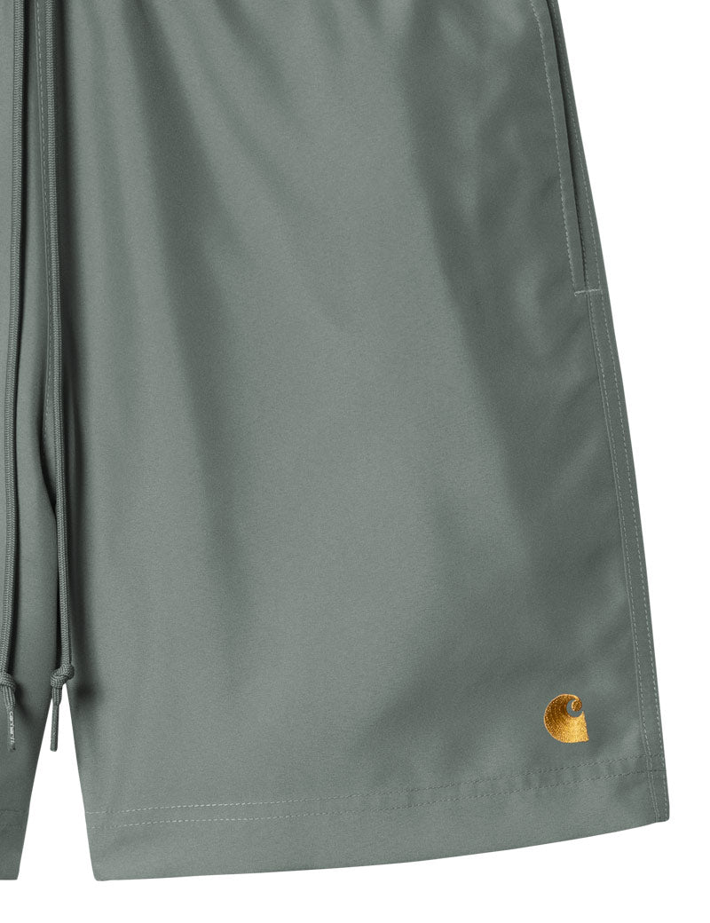 Carhartt Wip Chase Swim Trunks Shorts Velvet Green Gold Embroidered Logo