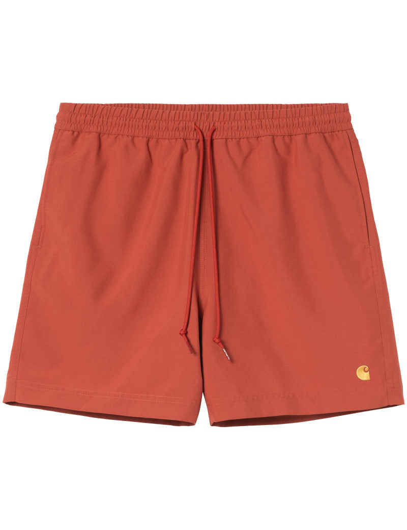 Carhartt Wip Chase Swim Trunks Shorts Oxide Red Gold Front