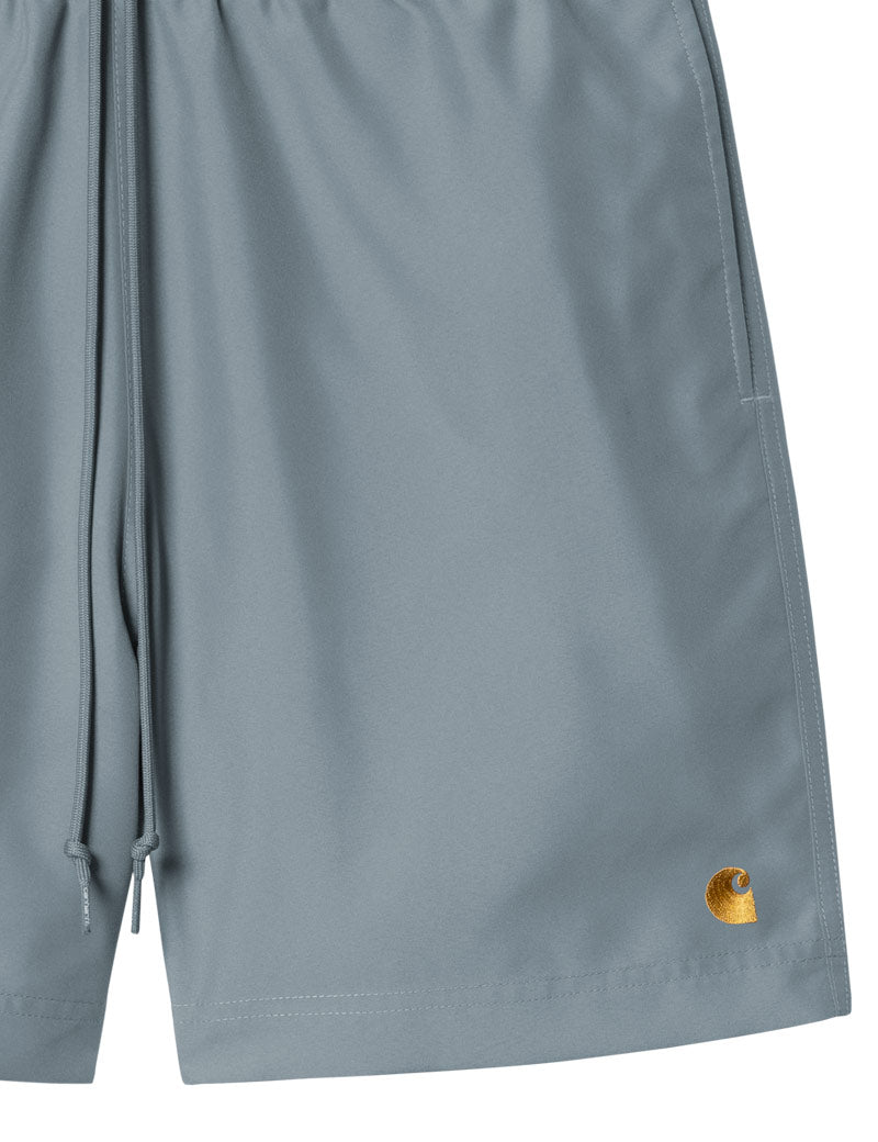 Carhartt Wip Chase Swim Trunks Shorts Velvet Blue Gold Embroidered Logo