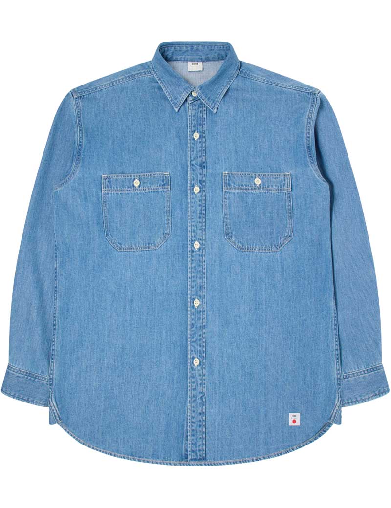 Edwin Work Shirt Blue Light Used