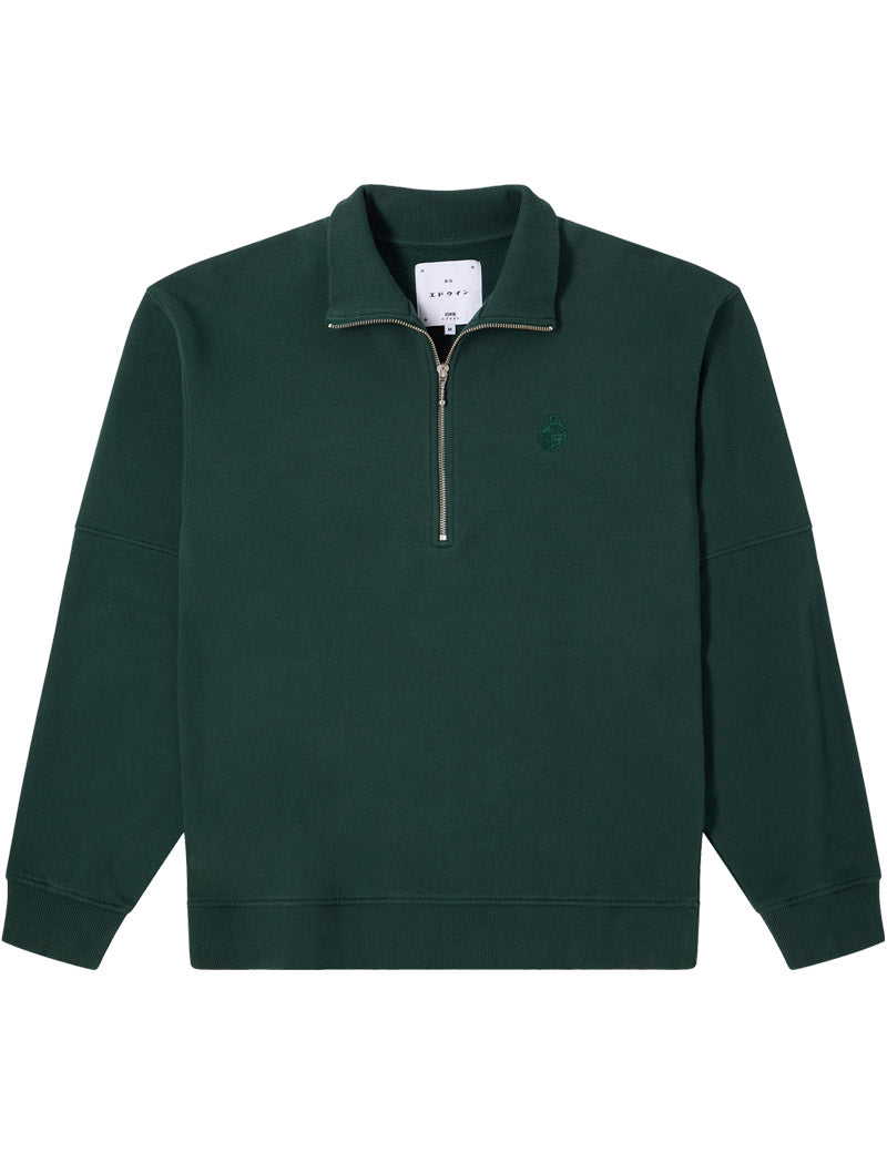 Edwin Koji Half Zip Sweat Green Gables