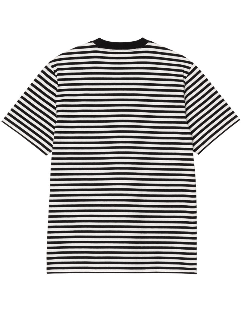 Carhartt WIP Short Sleeve Ezra Pocket T-Shirt Stripe Black Wax Back View