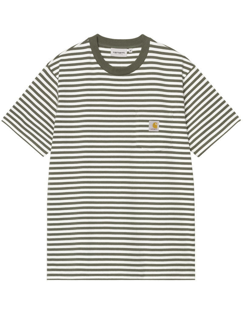 Carhartt WIP Short Sleeve Ezra Pocket T-Shirt Ezra Stripe Leaf Wax Front