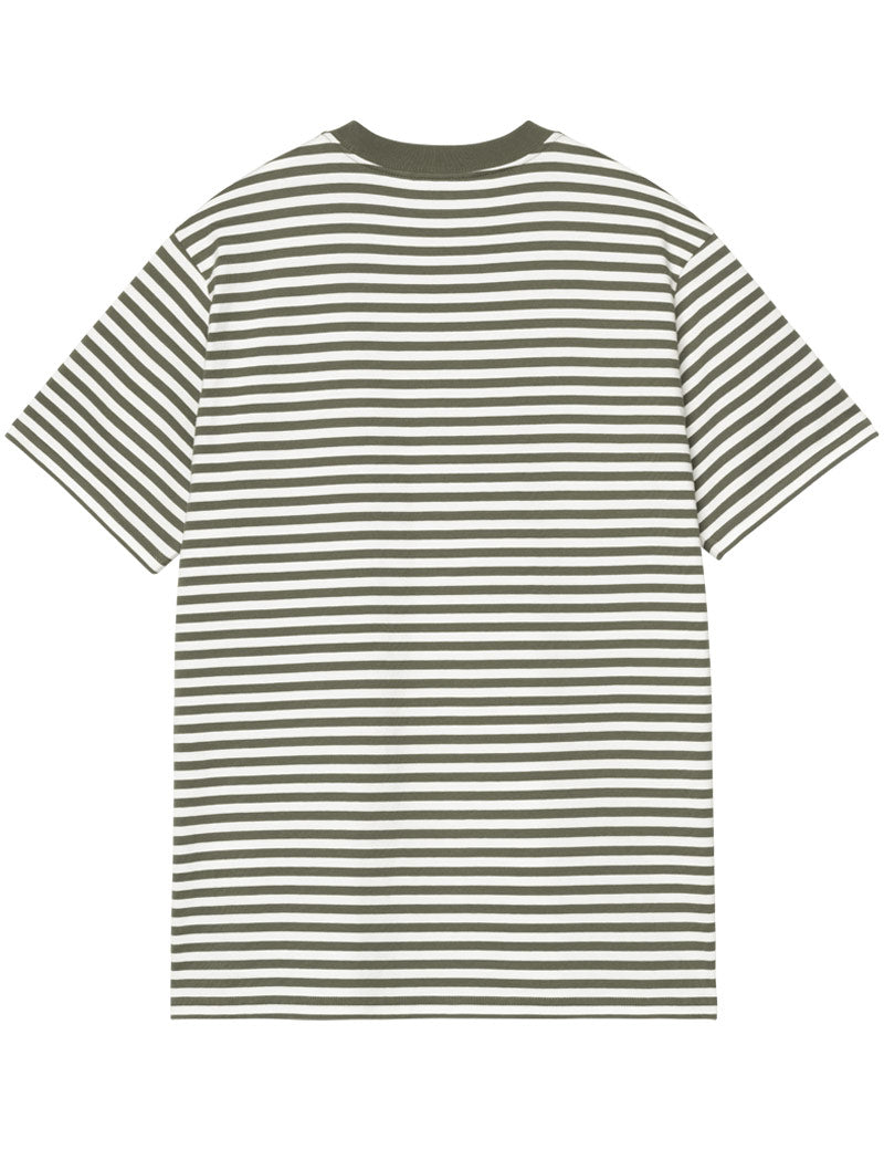 Carhartt WIP Short Sleeve Ezra Pocket T-Shirt Ezra Stripe Leaf Wax Back