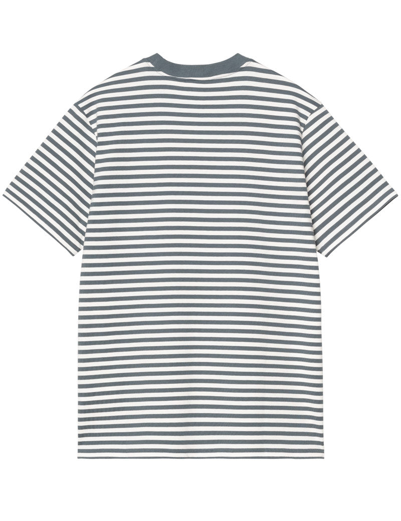 Carhartt WIP Short Sleeve Ezra Pocket T-Shirt Ezra Stripe Cozy Blue Wax Back