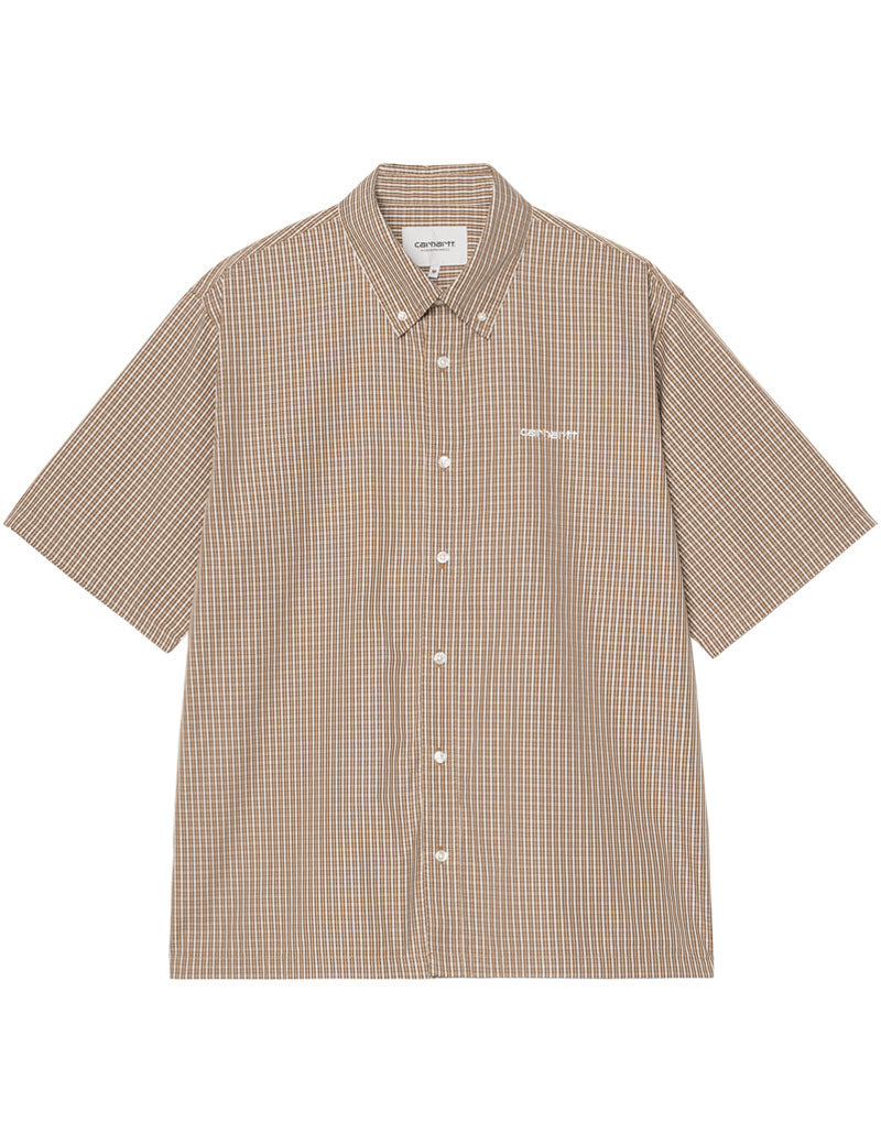 Carhartt WIP Short Sleeve Groff Shirt Check Hamilton Brown Front