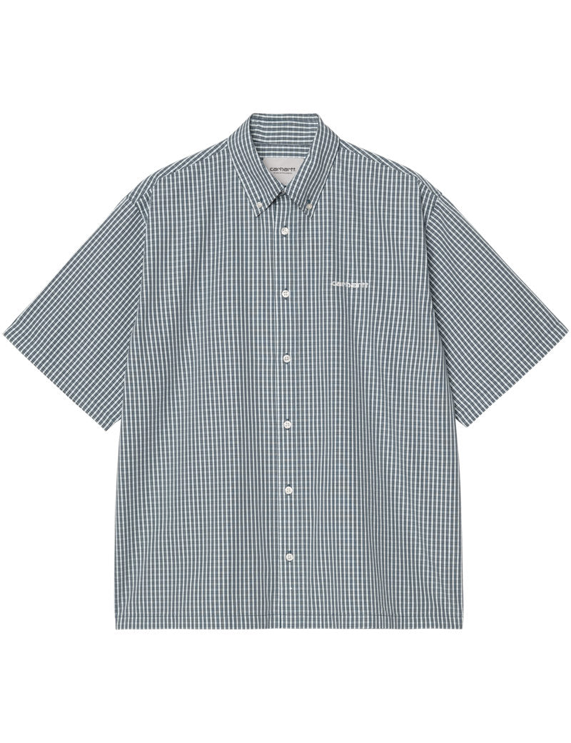 Carhartt WIP Short Sleeve Groff Shirt Check Blue River Front