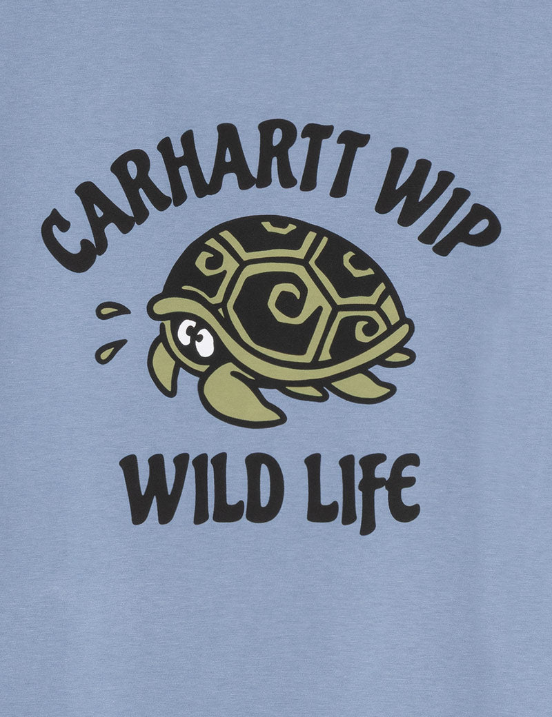 Carhartt WIP Short Sleeve Wild Life T-Shirt Gentle Blue Print Detail