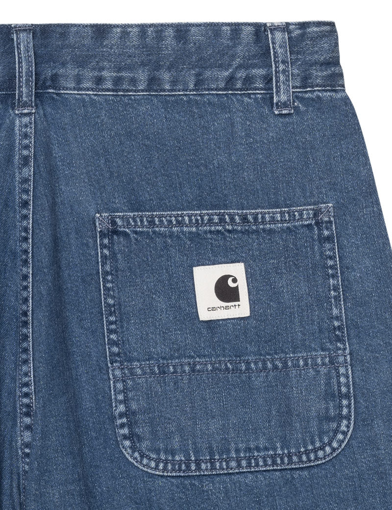 Carhartt WIP W' Lova Short 8.5oz Blue Stone Washed Pocket Detail