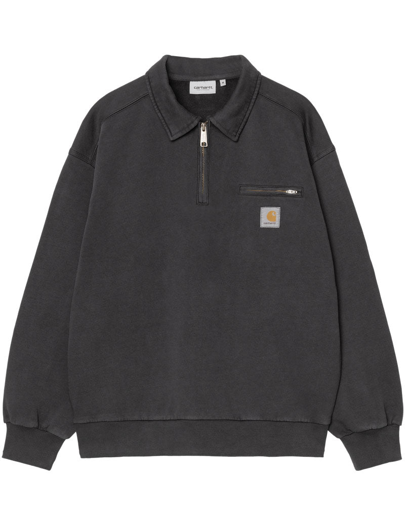 Carhartt WIP Half Zip Detroit Sweat Black Stone Washed
