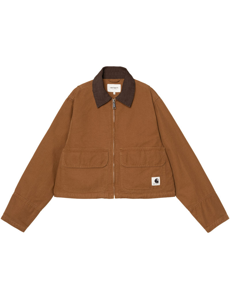 Carhartt WIP W' Prescott Jacket Hamilton Brown Tobacco Garment Dyed Front