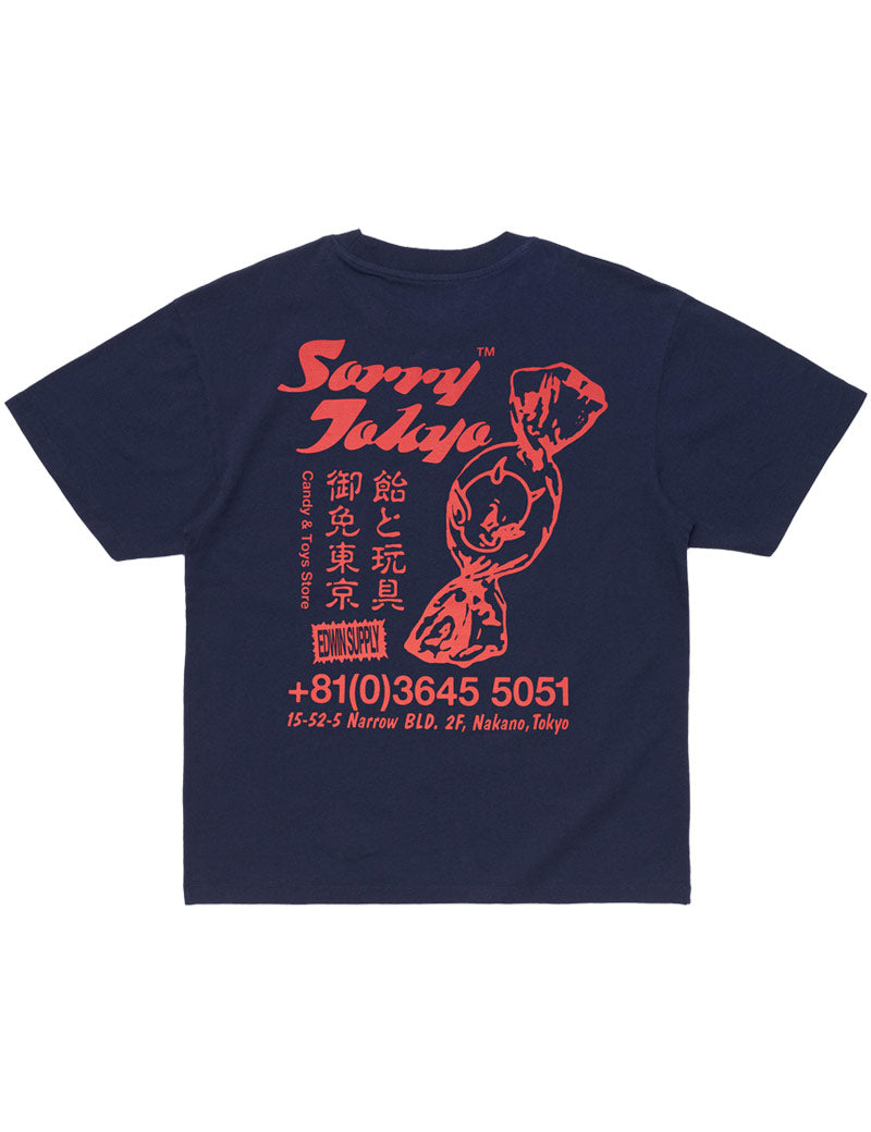 Edwin Sorry Tokyo T-Shirt Maritime Blue Back Print