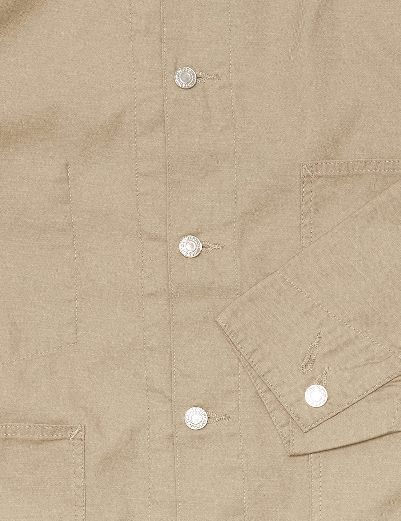 Edwin Coverall Shirt Beige Button Detail