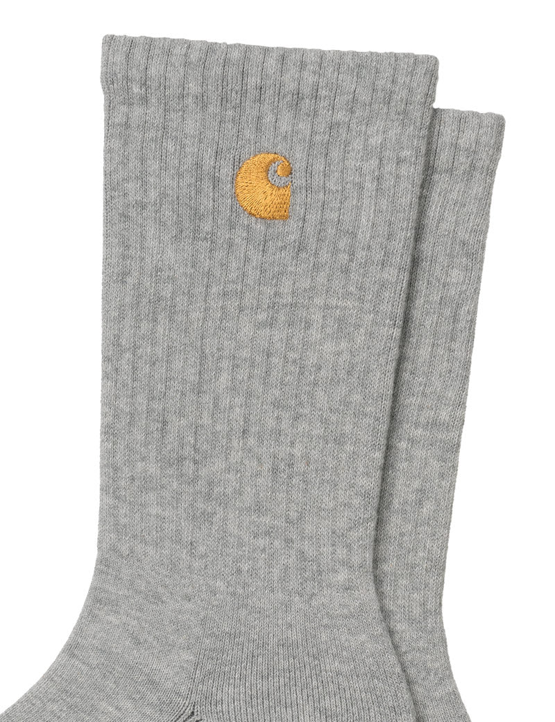 Carhartt WIP Chase Socks Grey Heather Gold Detail