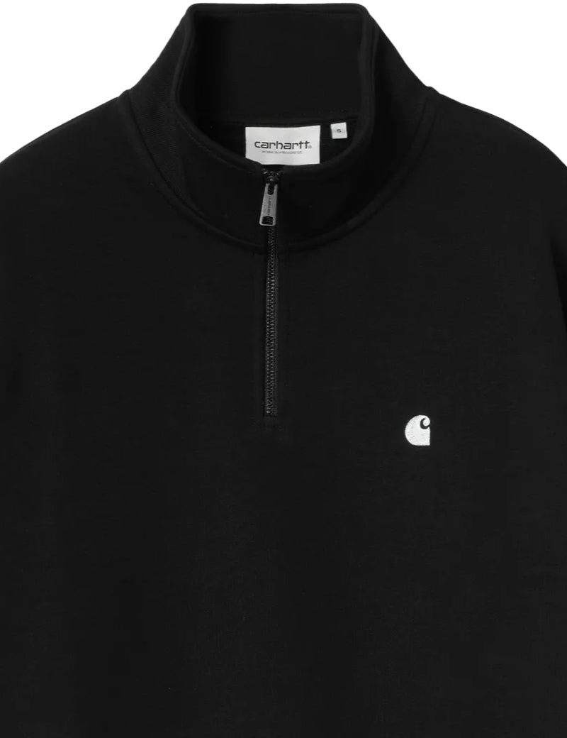 Carhartt WIP Women's Casey High Neck Sweatshirt Black & Silver Embroidered Logo