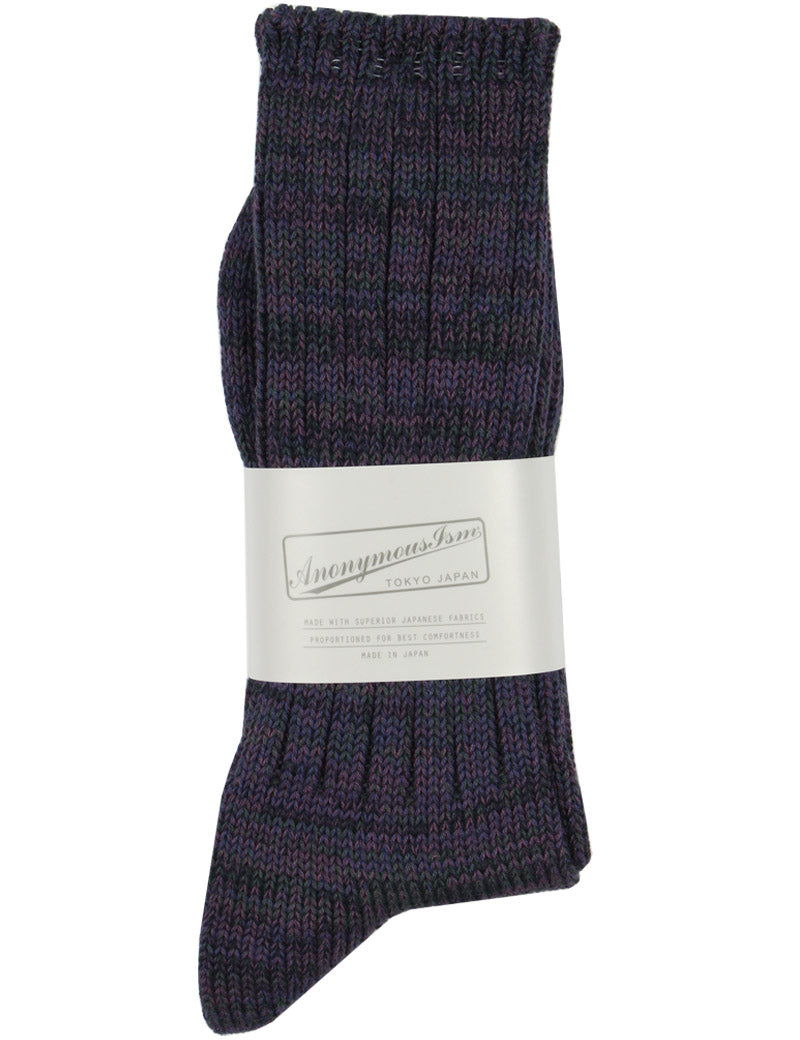 Anonymous Ism 5 Colour Mix Crew Socks Dark Violet 59