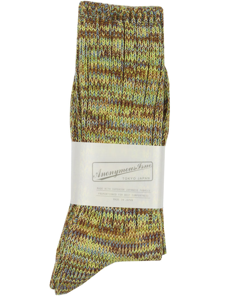 Anonymous Ism 5 Colour Mix Crew Socks Autumn Grass 34
