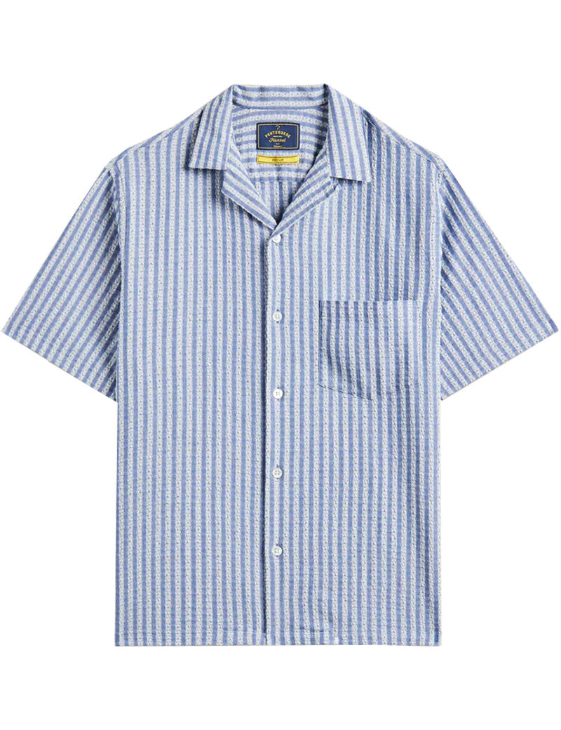 Portuguese Flannel Jacquard Short Sleeve Shirt Chambray