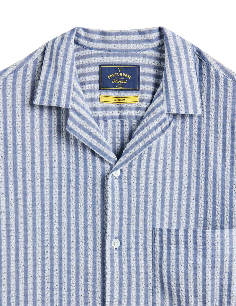 Portuguese Flannel Jacquard Short Sleeve Shirt Chambray