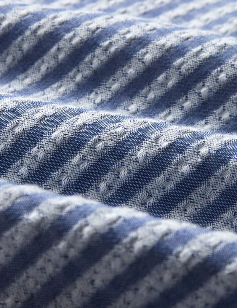 Portuguese Flannel Jacquard Short Sleeve Shirt Chambray