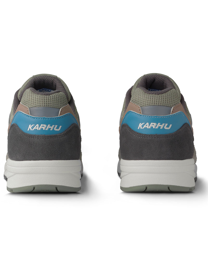 Karhu Legacy 96 Trainers Dark Gull Gray And Light Mahogany Heel View