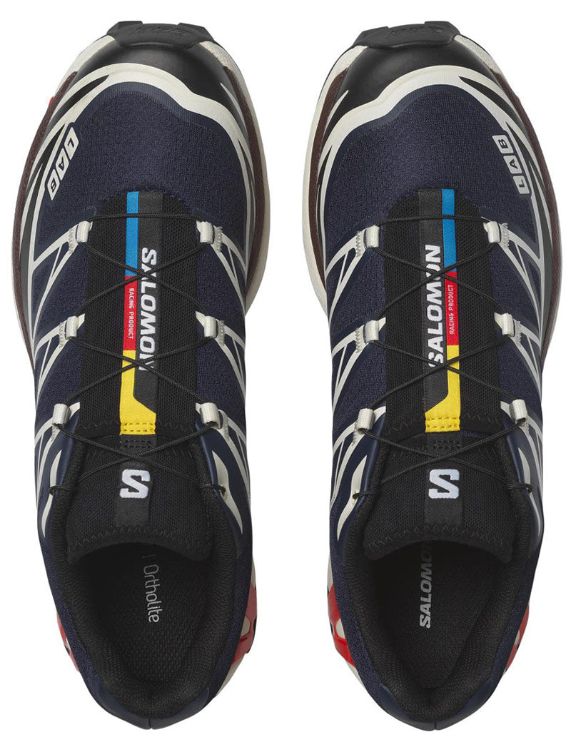 Salomon XT-6 LAB Trainers Maritime Blue Black Fiery Red Top