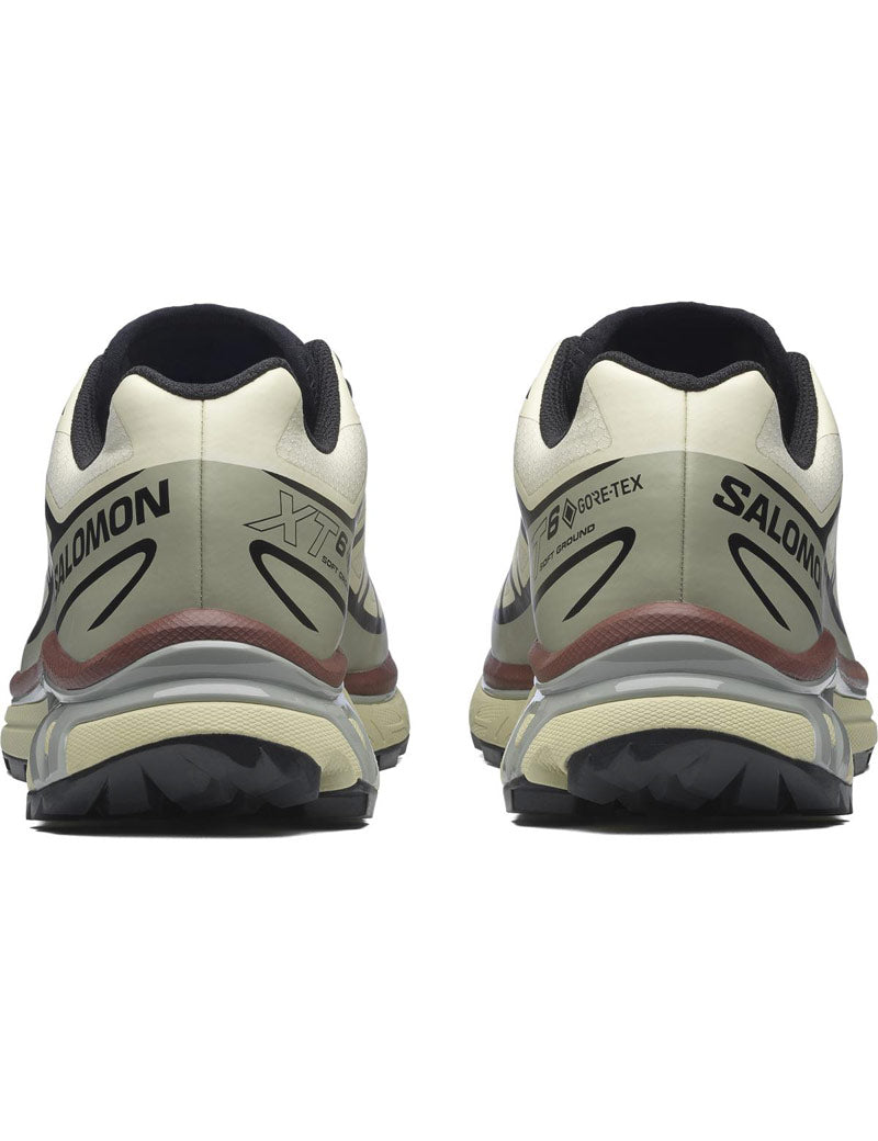 Salomon XT-6 GTX Trainers Aspargus, Green Tea, Bitter Chocolate Heel View