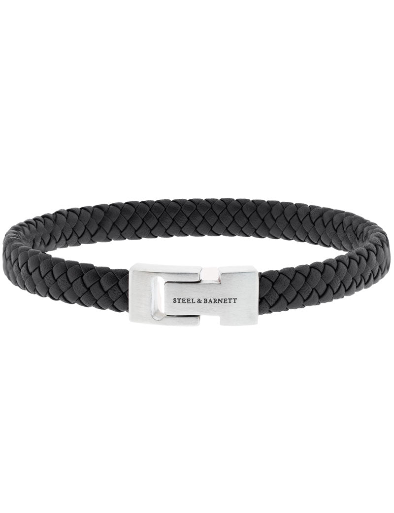 Steel & Barnett Archie Leather Bracelet Black