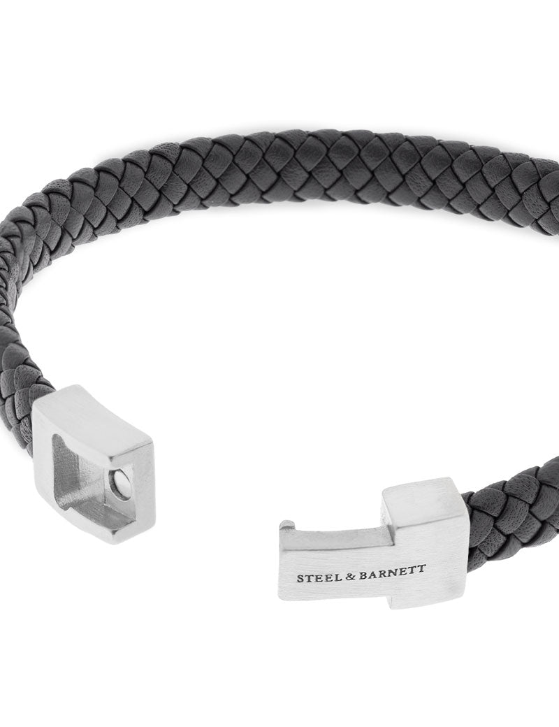 Steel & Barnett Archie Leather Bracelet Black