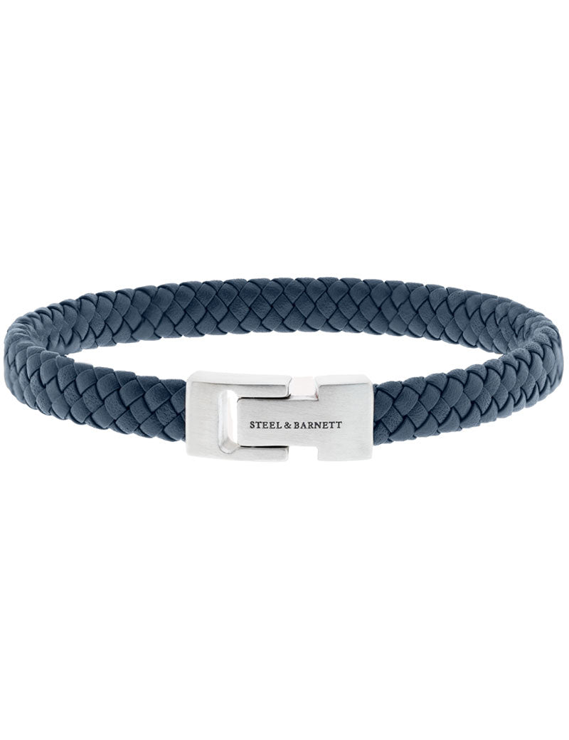 Steel & Barnett Archie Leather Bracelet Jeans Blue