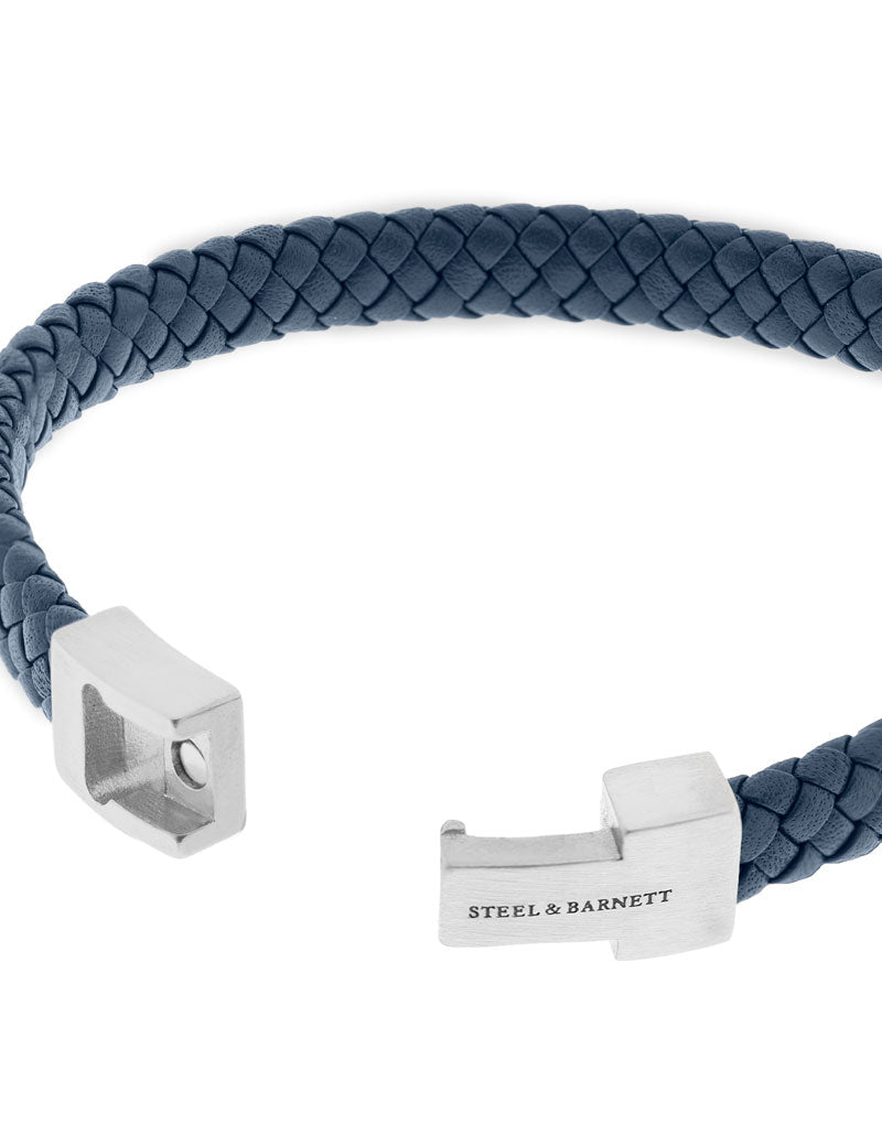 Steel & Barnett Archie Leather Bracelet Jeans Blue