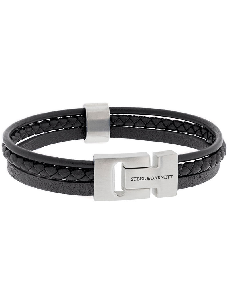 Steel & Barnett Casual Cole Leather Bracelet Black
