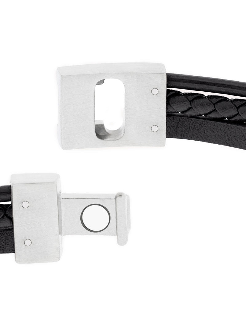 Steel & Barnett Casual Cole Leather Bracelet Black