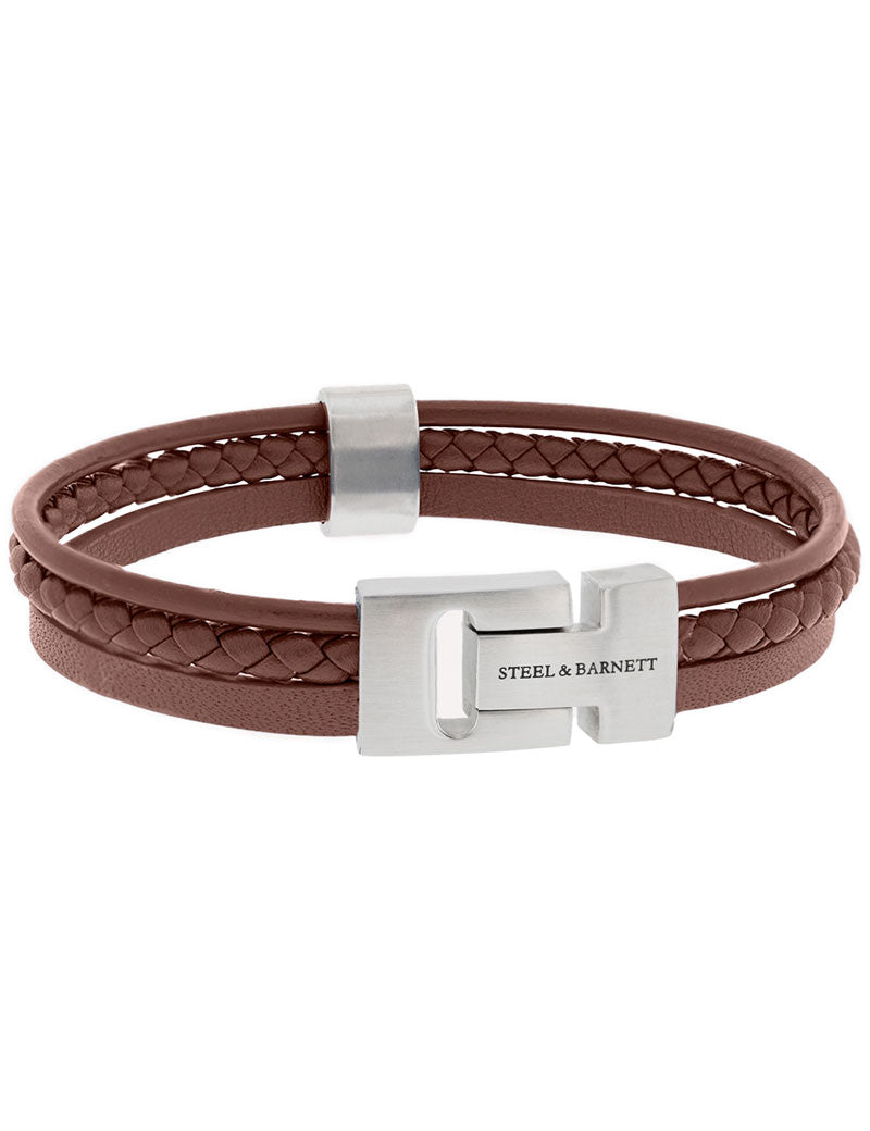 Steel & Barnett Casual Cole Leather Bracelet Brown