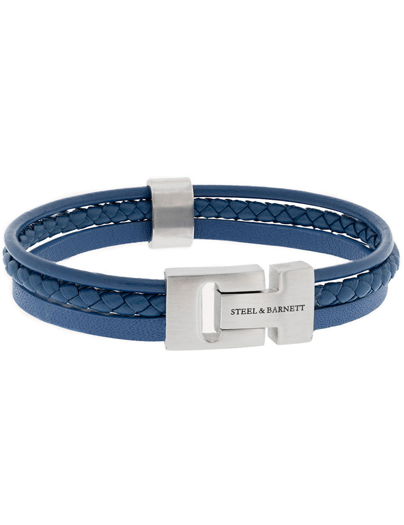 Steel & Barnett Casual Cole Leather Bracelet Jeans Blue